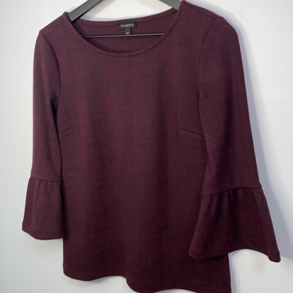 3/20🌟 Talbots bell sleeve blouse size XS maroon/black - Picture 1 of 8